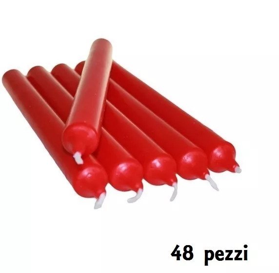 Set 48 Pezzi Candele Rosse Lunghezza 17cm bal