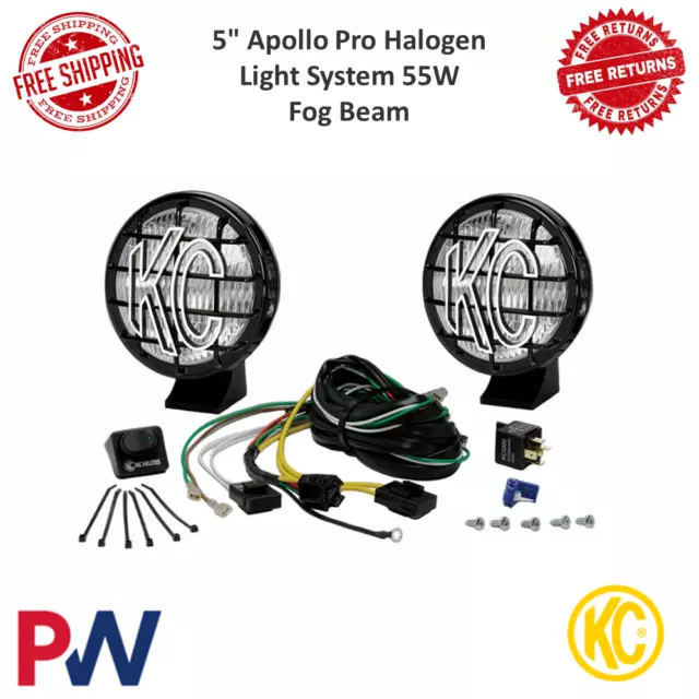 KC HiLites 5" Apollo Pro Halogen Driving Light 55W Fog Beam w/ KC Stone Guard