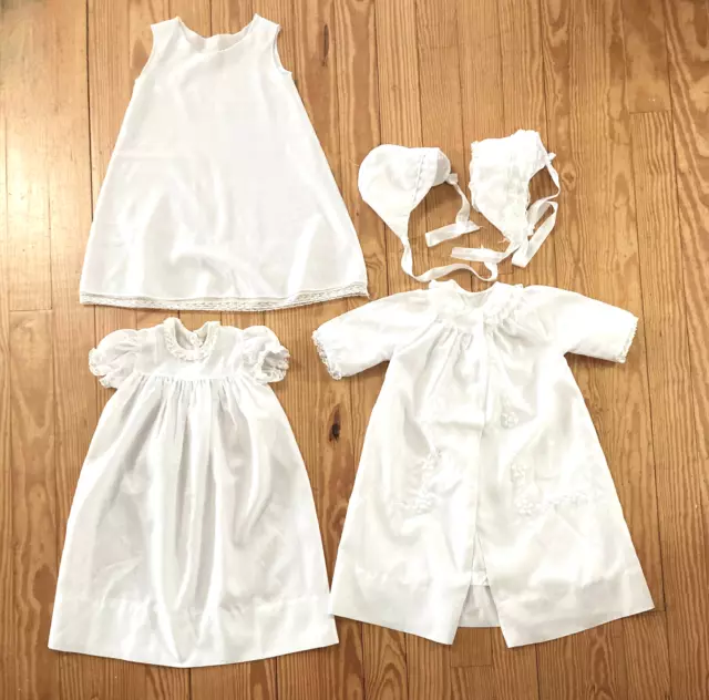 Vintage Christening Gown 5 Pieces Gown, Slip, Coat, & 2 Hats