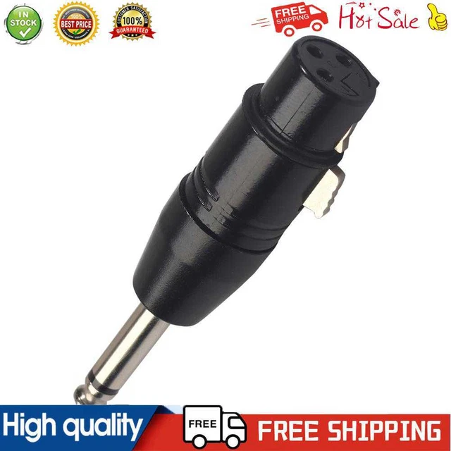 3Pin XLR Female to 1/4 inch 6.35mm Male Plug Mono Microphone Adapter Connector