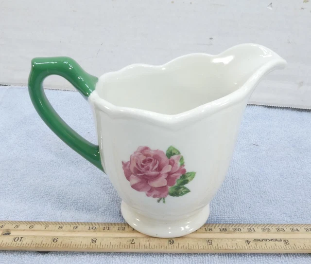 SYRACUSE CHINA Rose Tall Gravy Boat Creamer Possibly Great Northern Railroad !