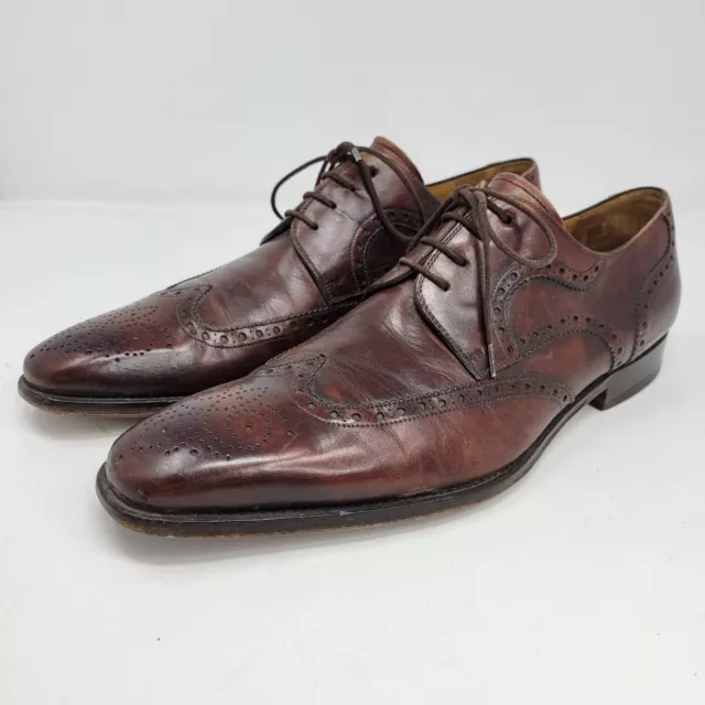 Magnanni Shoes Mens 10M Brown Leather Dress Derby Sergio Wingtip Oxford Brogue