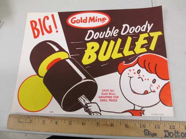 Gold Mine CHOCOLATE BULLET 1960s ice cream store display paper poster sign