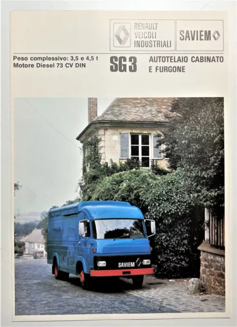 Brochure Camion Renault - Saviem SG3 Autotelaio Cabinato e Furgone - 1978 ca.