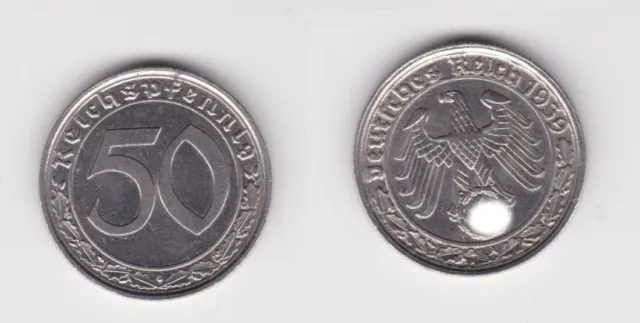 50 Pfennig Nickel Münze 3.Reich 1939 A Jäger 365 vz (161139)