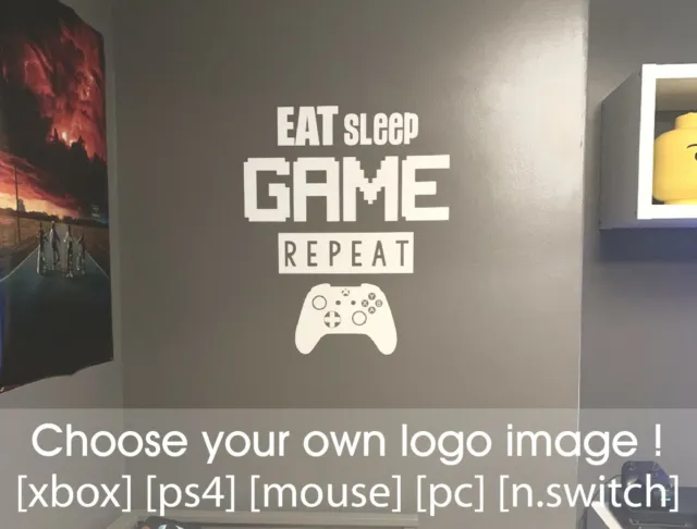 Adesivo da parete Eat Sleep Game ripetizione giochi per arredamento camera da letto bambini