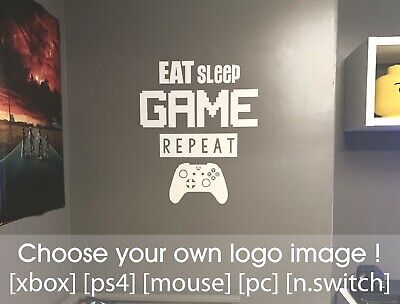 Eat sleep game repeat gaming wall sticker for kids bedroom decor