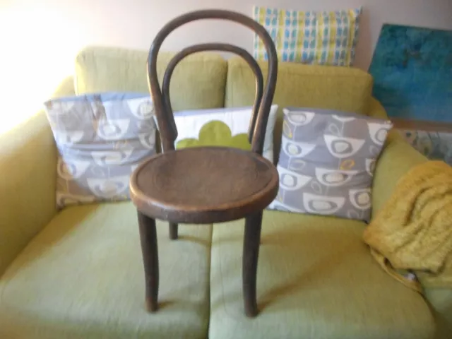 Vintage,childs bentwood chair, shell pattern seat.