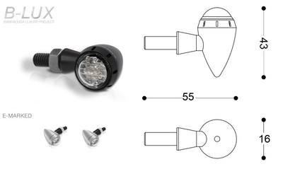 BARRACUDA Set Paire de Clignotants à Partir De Contrepoids Guidon B-Boucle 