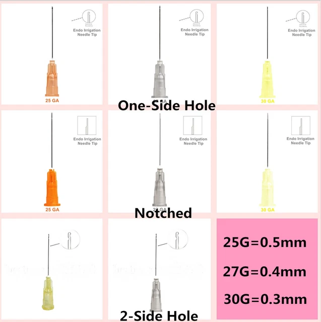DENTAL ENDO IRRIGATION Needle Tip 25GA/27GA/30GA 12 Hole Notched Root