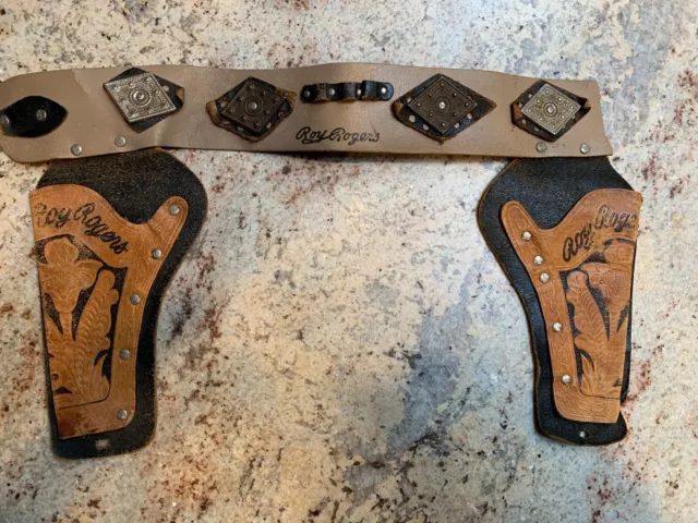 1950'S ERA ROY Rogers Leather Jeweled Gun Holster Belt Partial ...