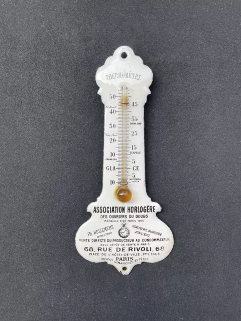 Ancienne Plaque Émaillée Thermomètre Association Horlogère Rivoli Paris 1910