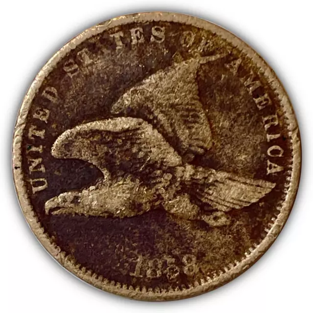 1858 SL Small Letters Flying Eagle Cent Choice Very Fine VF+ Coin Corrosion 5542