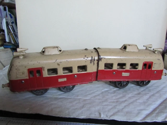 Jouet Ancien Joustra 808 Autorail En Tôle + Wagon Remorque - Vintage 1953 - A Réviser