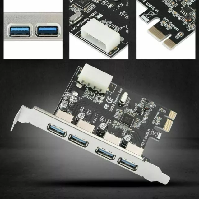 PCI-E to USB 3.0 4-Port PCI Express Expansion Card Adapter Hub VIA 5Gbps 2