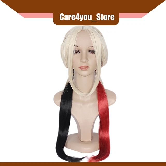 Item of 1 Women Hair Wigs 28" Platinum Gradient Orange Black Wigs with Wig Cap