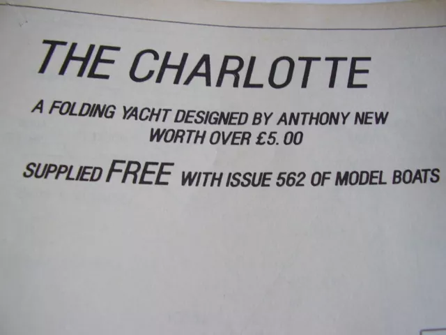 Original Model Boat Plan The Charlotte Folding Yacht 1998   Free Uk Post