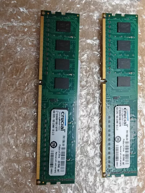 2 Stück Crucial 8GB DDR3-1600MHz 240-Pin CT102464BD160B RAM Modul [Gebraucht]