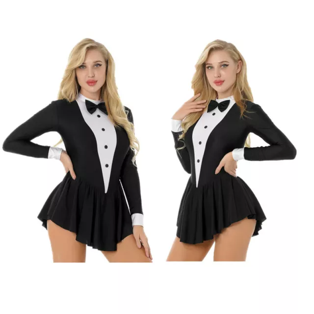 UK Women's Adult Tuxedo Latin Ballet Dance Dress Leotard Party Cocktail Costume