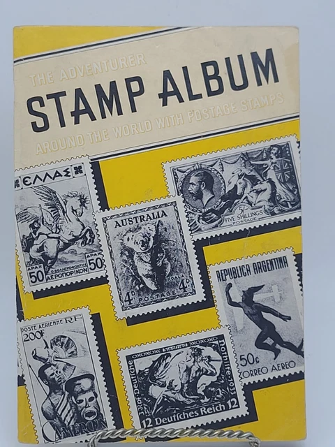 The Adventurer Stamp Album/Around the World w/ Postage Stamps (10-20% Full) 1953