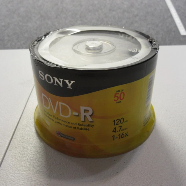 SONY DVD-R 50 Pack 4.7 GB 120 Min Blank Media Disc NEW / SEALED Original Package