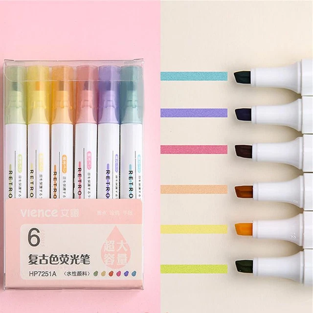 New Morandi Color Retro Color Light Color Pen Soft Tip Marker Highlighter