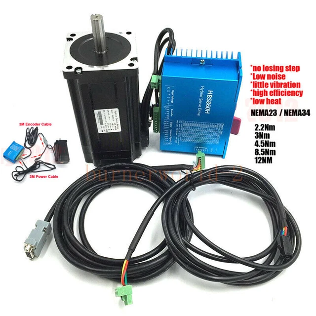 CNC CLOSED LOOP Stepper Motor NEMA34+Hybrid Servo Drive Kit 12Nm 8.5Nm ...