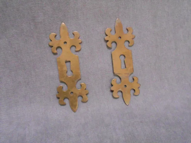 Pair   FRENCH Vintage gilded DOOR FINGER Plates  LIS shape