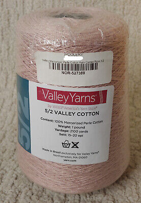 Valley Yarns hilado de algodón mercerizado Perle en cono 5/2 cameo Rose 2100 Yds de 1 lb