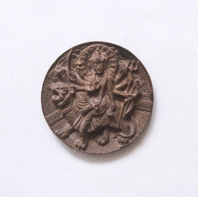 ANTIQUE DURGA DEVI Statue Hindu Goddess Shakti Vintage Home Temple Wall