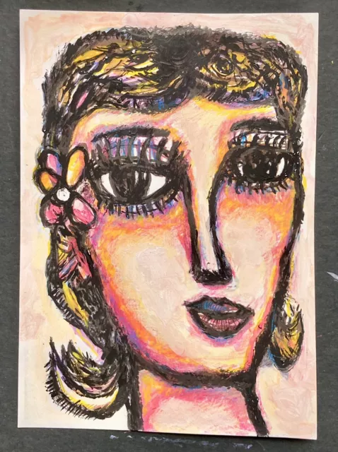 Tableau contemporain pop art visage femme 30 x 30 cm - Alarcon Dalvin