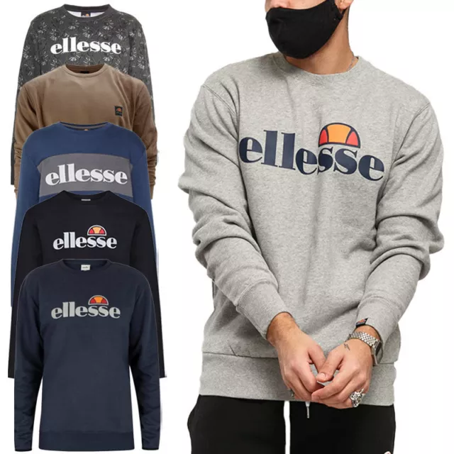 ELLESSE Mens Crew Neck Sweatshirt Long Sleeve Winter Warm Pullover Jumper XS-4XL