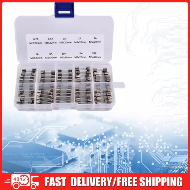 100/150/360PCS Fast Blow Glass Fuses with Box 5X20/6X30MM Fine Fuse 10/15Kinds