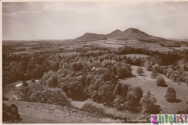 Eildons from Bemersyde, Sir Walter Scot's View Borders vintage Scotland postcard