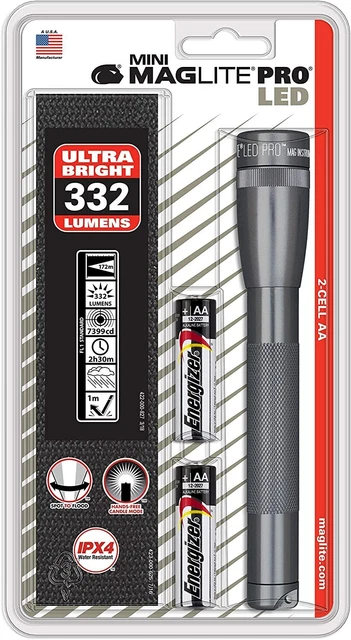 MagLite - SP2P09H Maglite Mini PRO LED 2-Cell AA Flashlight with Holster Gray
