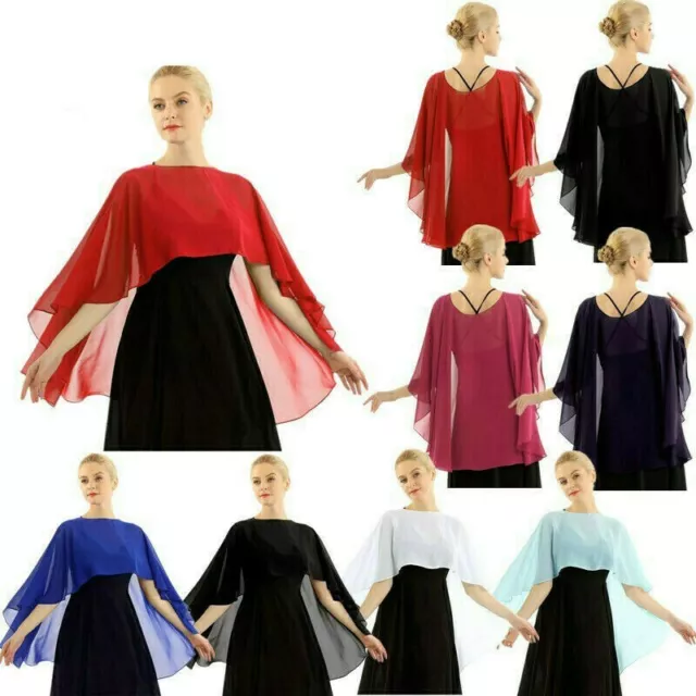 Women Chiffon Shrug Bolero Wedding Bridal Cardigan Wrap Cover Up High Low Shawls