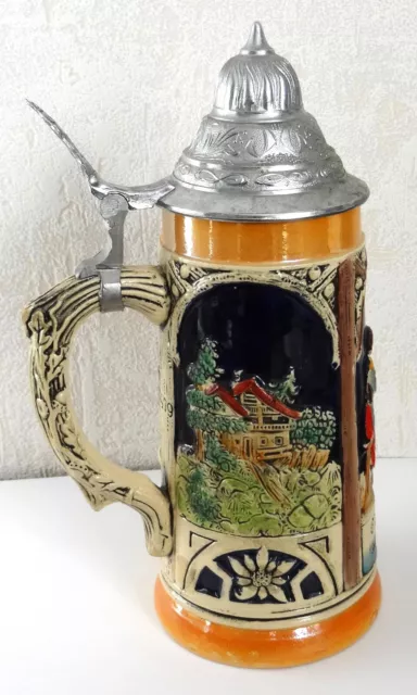 ANCIENNE CHOPE  BIÈRE WESTERN GERMANY EN GRÈS  0,5 L  Scène musique