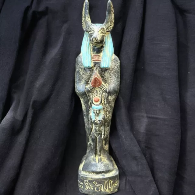 RARE ANCIENT EGYPTIAN ANTIQUITIES Stone Statue Of God Anubis Jackal and Isis BC