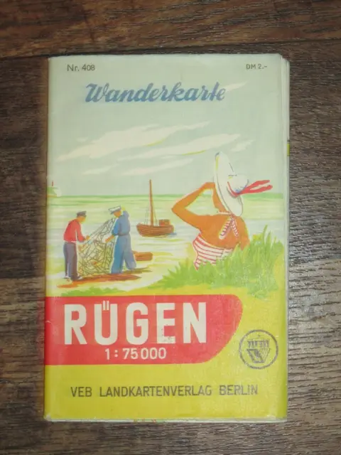 Insel Rügen - alte DDR Wanderkarte Nr. 408 von 1966
