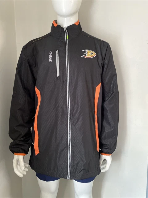 Reebok Anaheim Ducks Mens Full Zip Windbreaker-Jacket-Black-NHL-XL
