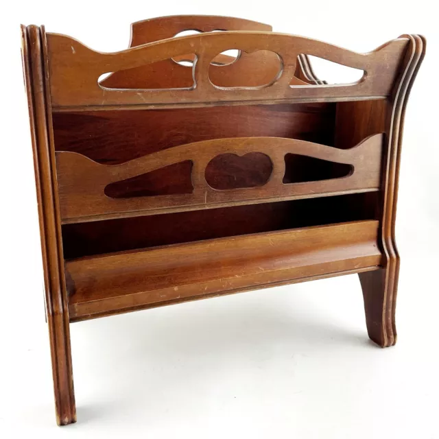 Vintage Magazine Rack Butler Original Book Newspaper Holder Mahogany Wood 7231