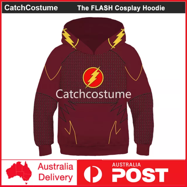 Kids The Flash Barry Allen Hoodie Cosplay Costume Boys Superhero 3D Sweatshirt