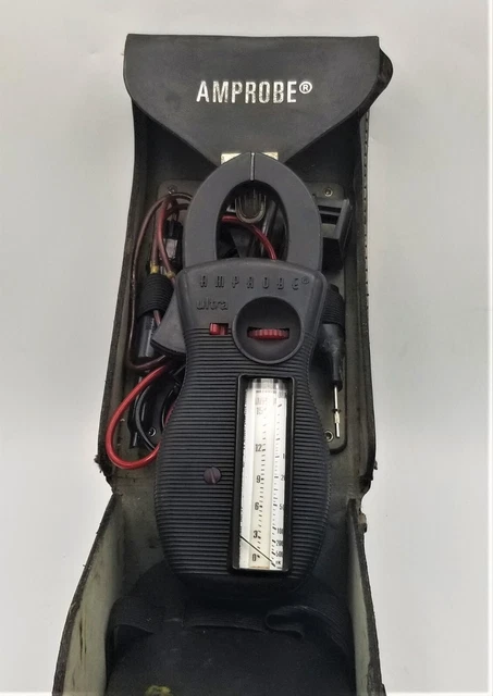 Vintage Amprobe RS-3 Rotary Scale Clamp-on Ultra with Leads and Leather Case