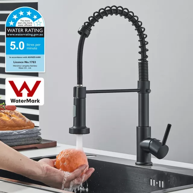 WELS Kitchen Sink Mixer Taps Pull Out Laundry 360° Swivel Faucet Tap Black AU