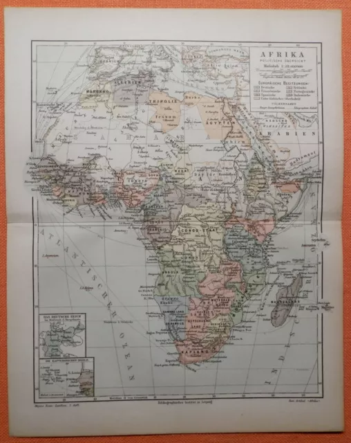 POLITISCHE ÜBERSICHT AFRIKA KOLONIEN DOA Kamerun Historische Landkarte1893