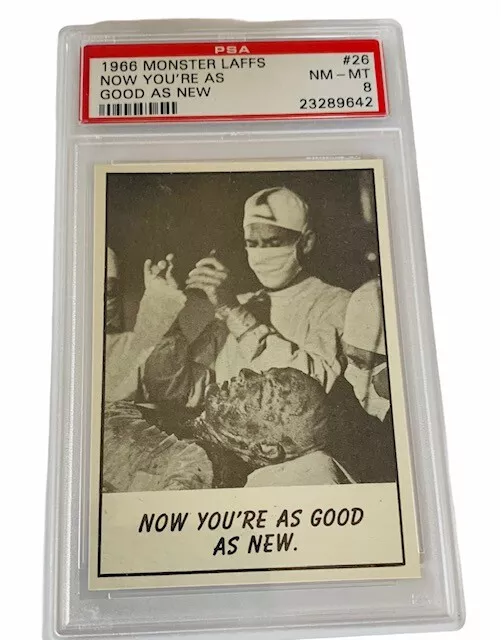 Monster Laffs Universal Horror Card 1966 TCG Spook PSA 8 Mummy Good New #26 DR