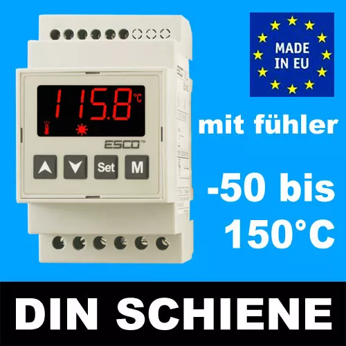 TEMPERATURREGLER DIN Hutschiene Digital Thermostat fühler 150°C 20A 230V 12V 24V 2