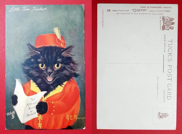 Künstler AK von G. L. BARNES um 1910 KATZE in Menschengestalt Portrait  ( 28657