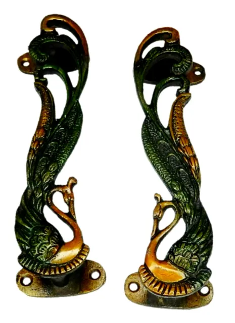 Peacock Bird Shape Antique Victorian Style Brass Handmade Door Pull Handle Knob