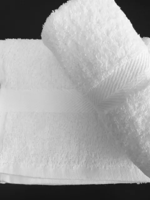120 PIECES NEW WHITE SALON HAND TOWELS GYM DOBBY BORDER TOWELS 16X27 inches